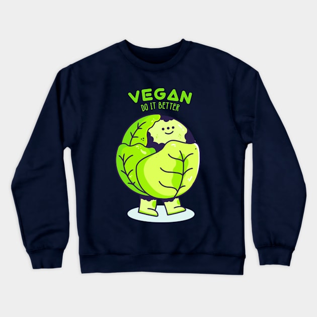 Doodle Vegan Plants Character Illustration Crewneck Sweatshirt by Manxhunter illustration